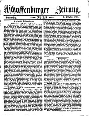 Aschaffenburger Zeitung Donnerstag 7. Oktober 1869
