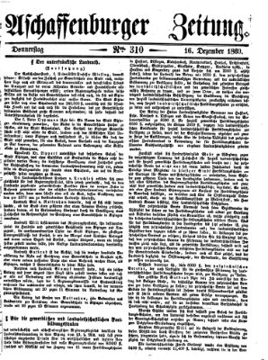 Aschaffenburger Zeitung Donnerstag 16. Dezember 1869