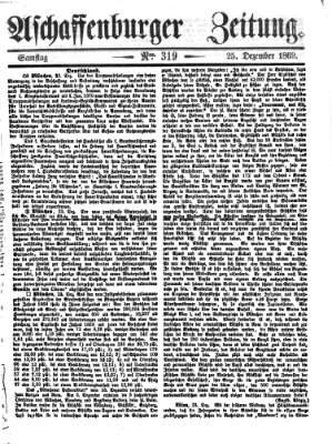 Aschaffenburger Zeitung Samstag 25. Dezember 1869