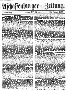 Aschaffenburger Zeitung Donnerstag 20. Januar 1870