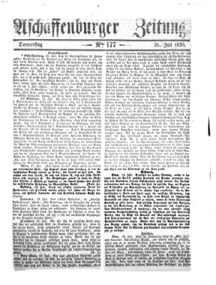 Aschaffenburger Zeitung Donnerstag 21. Juli 1870