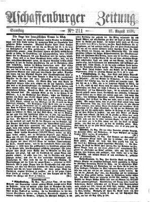 Aschaffenburger Zeitung Samstag 27. August 1870