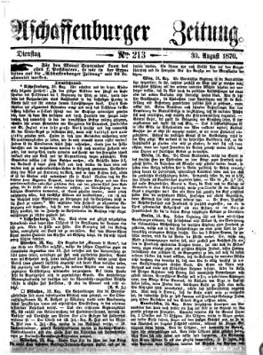 Aschaffenburger Zeitung Dienstag 30. August 1870