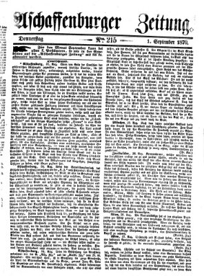 Aschaffenburger Zeitung Donnerstag 1. September 1870