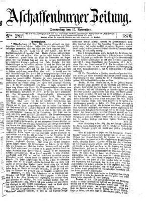 Aschaffenburger Zeitung Donnerstag 17. November 1870
