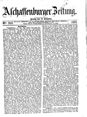 Aschaffenburger Zeitung Freitag 18. November 1870