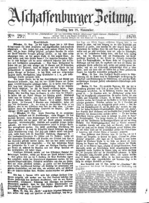 Aschaffenburger Zeitung Dienstag 29. November 1870