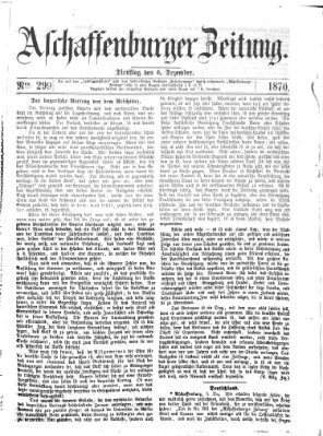 Aschaffenburger Zeitung Dienstag 6. Dezember 1870