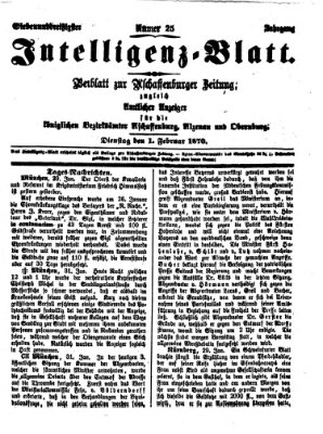Aschaffenburger Zeitung Dienstag 1. Februar 1870