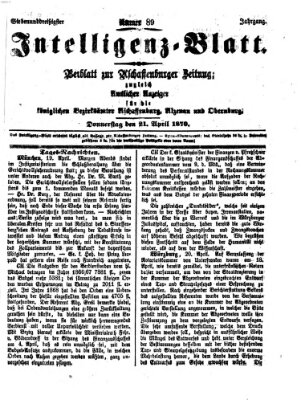 Aschaffenburger Zeitung Donnerstag 21. April 1870