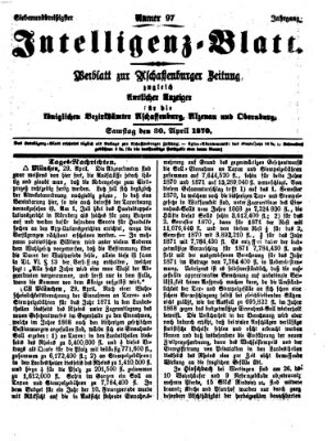 Aschaffenburger Zeitung Samstag 30. April 1870