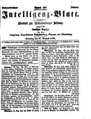 Aschaffenburger Zeitung Samstag 27. August 1870