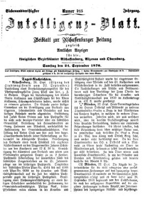 Aschaffenburger Zeitung Samstag 24. September 1870