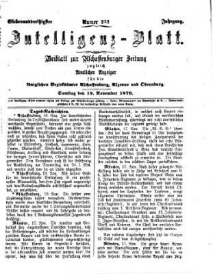 Aschaffenburger Zeitung Samstag 19. November 1870