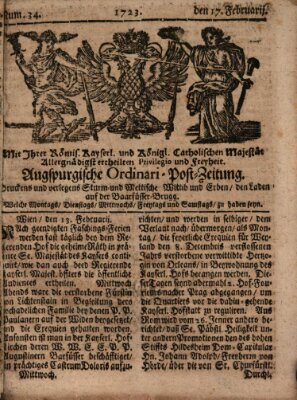 Augspurgische Ordinari-Post-Zeitung (Augsburger Postzeitung) Mittwoch 17. Februar 1723