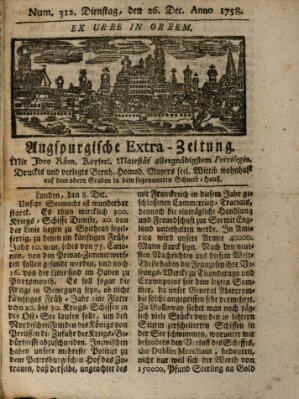 Augspurgische Ordinari-Post-Zeitung (Augsburger Postzeitung) Dienstag 26. Dezember 1758