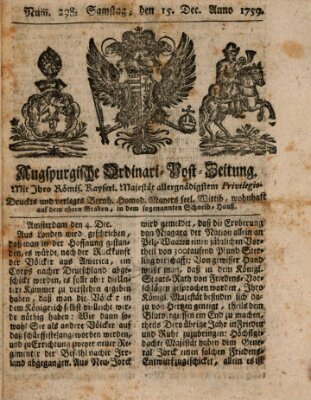 Augspurgische Ordinari-Post-Zeitung (Augsburger Postzeitung) Samstag 15. Dezember 1759