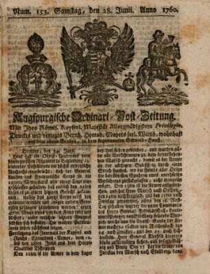 Augspurgische Ordinari-Post-Zeitung (Augsburger Postzeitung) Samstag 28. Juni 1760
