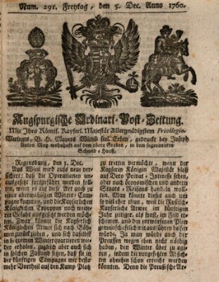 Augspurgische Ordinari-Post-Zeitung (Augsburger Postzeitung) Freitag 5. Dezember 1760