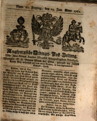 Augspurgische Ordinari-Post-Zeitung (Augsburger Postzeitung) Freitag 23. Januar 1761