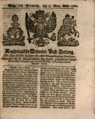 Augspurgische Ordinari-Post-Zeitung (Augsburger Postzeitung) Mittwoch 6. Mai 1761