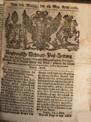 Augspurgische Ordinari-Post-Zeitung (Augsburger Postzeitung) Montag 18. Mai 1761