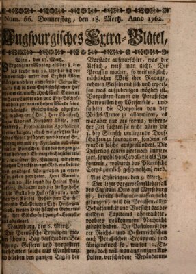 Augspurgische Ordinari-Post-Zeitung (Augsburger Postzeitung) Donnerstag 18. März 1762
