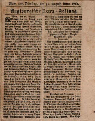 Augspurgische Ordinari-Post-Zeitung (Augsburger Postzeitung) Dienstag 31. August 1762