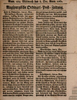 Augspurgische Ordinari-Post-Zeitung (Augsburger Postzeitung) Mittwoch 8. Dezember 1762