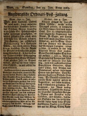 Augspurgische Ordinari-Post-Zeitung (Augsburger Postzeitung) Samstag 29. Januar 1763