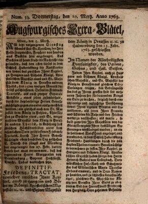 Augspurgische Ordinari-Post-Zeitung (Augsburger Postzeitung) Donnerstag 10. März 1763
