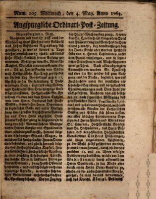 Augspurgische Ordinari-Post-Zeitung (Augsburger Postzeitung) Mittwoch 4. Mai 1763