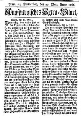 Augspurgische Ordinari-Post-Zeitung (Augsburger Postzeitung) Donnerstag 27. März 1766