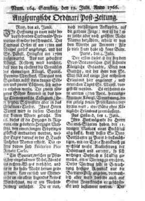 Augspurgische Ordinari-Post-Zeitung (Augsburger Postzeitung) Samstag 12. Juli 1766
