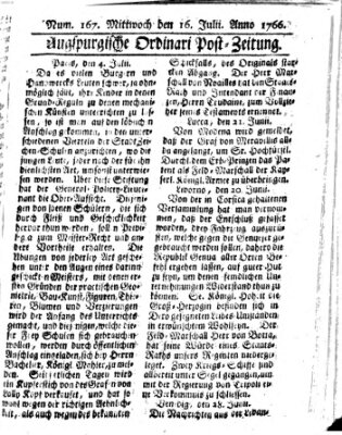 Augspurgische Ordinari-Post-Zeitung (Augsburger Postzeitung) Mittwoch 16. Juli 1766