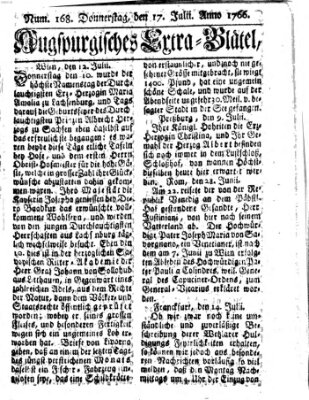 Augspurgische Ordinari-Post-Zeitung (Augsburger Postzeitung) Donnerstag 17. Juli 1766