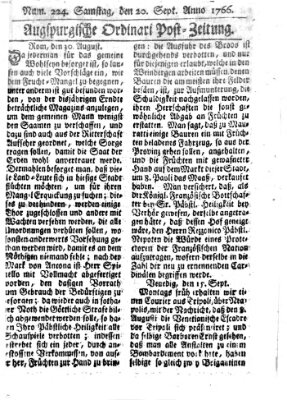 Augspurgische Ordinari-Post-Zeitung (Augsburger Postzeitung) Samstag 20. September 1766