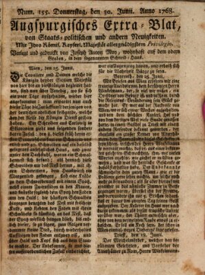 Augsburgische Ordinari Postzeitung von Staats-, gelehrten, historisch- u. ökonomischen Neuigkeiten (Augsburger Postzeitung) Donnerstag 30. Juni 1768