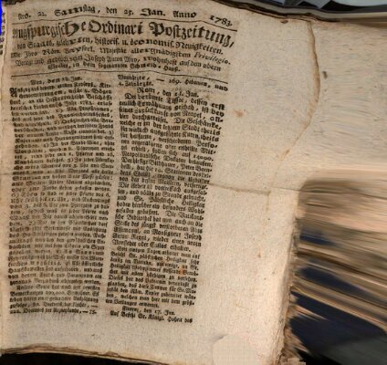 Augsburgische Ordinari Postzeitung von Staats-, gelehrten, historisch- u. ökonomischen Neuigkeiten (Augsburger Postzeitung) Samstag 25. Januar 1783
