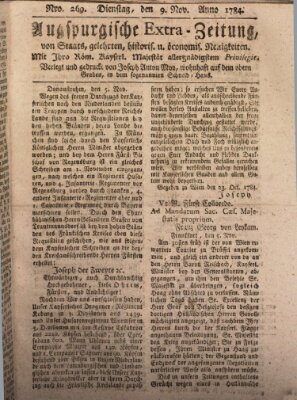 Augsburgische Ordinari Postzeitung von Staats-, gelehrten, historisch- u. ökonomischen Neuigkeiten (Augsburger Postzeitung) Dienstag 9. November 1784