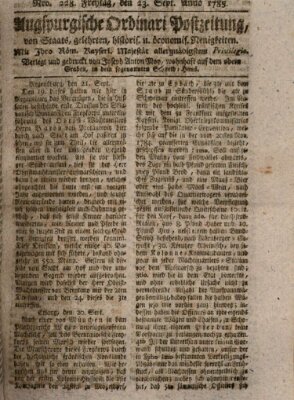 Augsburgische Ordinari Postzeitung von Staats-, gelehrten, historisch- u. ökonomischen Neuigkeiten (Augsburger Postzeitung) Freitag 23. September 1785