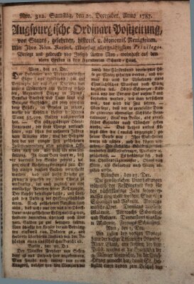Augsburgische Ordinari Postzeitung von Staats-, gelehrten, historisch- u. ökonomischen Neuigkeiten (Augsburger Postzeitung) Samstag 29. Dezember 1787