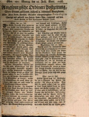 Augsburgische Ordinari Postzeitung von Staats-, gelehrten, historisch- u. ökonomischen Neuigkeiten (Augsburger Postzeitung) Montag 28. Juli 1788