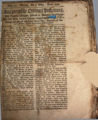 Augsburgische Ordinari Postzeitung von Staats-, gelehrten, historisch- u. ökonomischen Neuigkeiten (Augsburger Postzeitung) Montag 2. März 1789