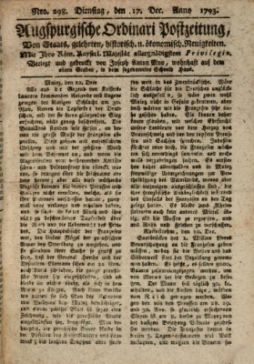 Augsburgische Ordinari Postzeitung von Staats-, gelehrten, historisch- u. ökonomischen Neuigkeiten (Augsburger Postzeitung) Dienstag 17. Dezember 1793