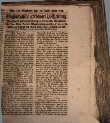 Augsburgische Ordinari Postzeitung von Staats-, gelehrten, historisch- u. ökonomischen Neuigkeiten (Augsburger Postzeitung) Mittwoch 17. Juni 1795