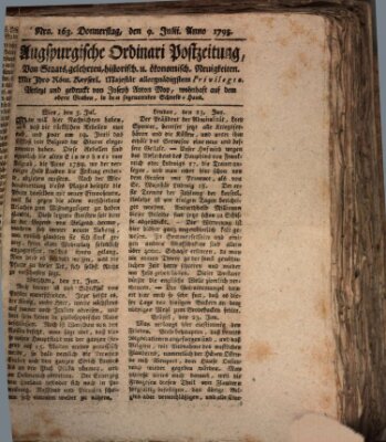Augsburgische Ordinari Postzeitung von Staats-, gelehrten, historisch- u. ökonomischen Neuigkeiten (Augsburger Postzeitung) Donnerstag 9. Juli 1795