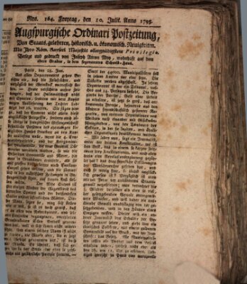 Augsburgische Ordinari Postzeitung von Staats-, gelehrten, historisch- u. ökonomischen Neuigkeiten (Augsburger Postzeitung) Freitag 10. Juli 1795
