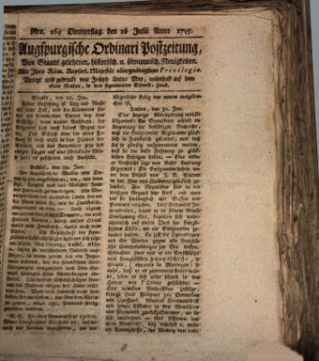 Augsburgische Ordinari Postzeitung von Staats-, gelehrten, historisch- u. ökonomischen Neuigkeiten (Augsburger Postzeitung) Donnerstag 16. Juli 1795
