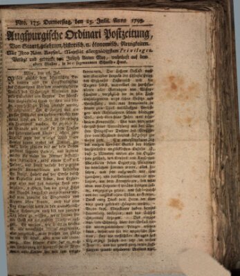 Augsburgische Ordinari Postzeitung von Staats-, gelehrten, historisch- u. ökonomischen Neuigkeiten (Augsburger Postzeitung) Donnerstag 23. Juli 1795